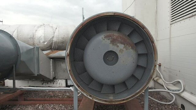 Room ventilation system installed on the roof of the building