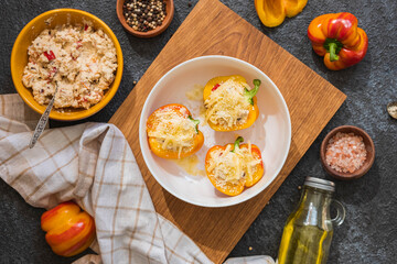 Step by step preparation of stuffed peppers with ricotta cheese and vegetables. Recipes for stuffed vegetables.