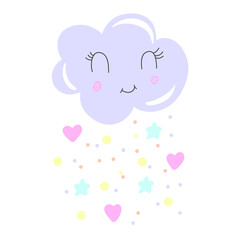 Cute baby cloud with hearts
