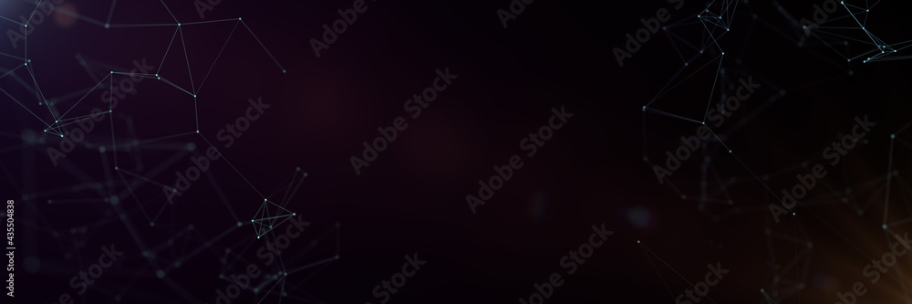 Poster plexus connection moving dots and lines. technology background. wide banner