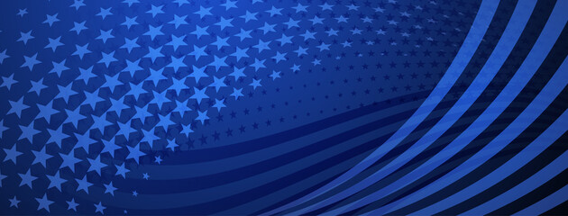 USA independence day abstract background with elements of american flag in blue colors