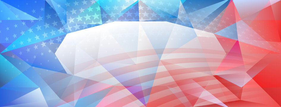 USA independence day abstract crystal background with elements of american flag in red and blue colors
