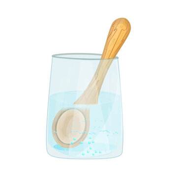 Refraction through a glass. Refraction of light. Water causes light to deflect. Glass with water and spoon. Optic lens effect and change of angle. Physics experiment. Stock vector illustration