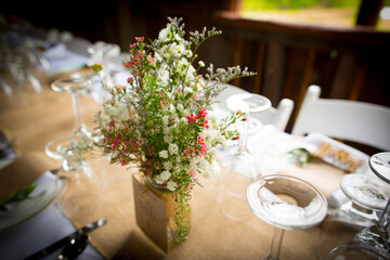 floral detail on table in a wedding ceremony