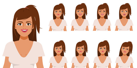 Character for animation mouth and face beautiful woman.