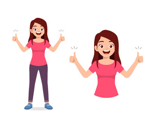 young good looking woman doing thumb up pose