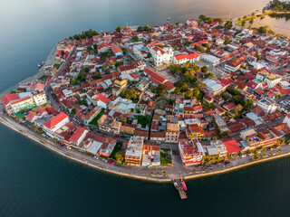 Aerial view of Flores Island, Peten, Guatemala