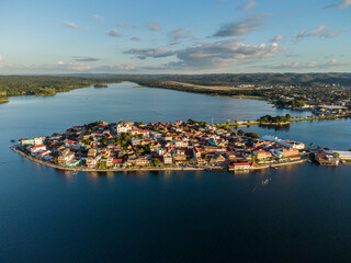 Aerial View of Flores Island, Peten, Guatemala