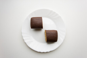 sliced chocolate dessert