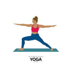 Flat illustration international yoga day isolated on white background
