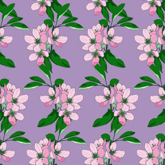 A sketch of a flowering branch. Natural background.