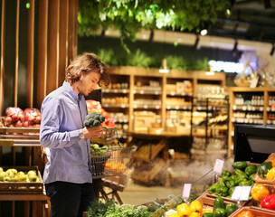 Man buying fruits and vegetables  at the market