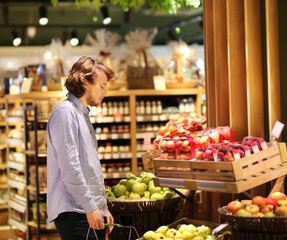 Man buying fruits and vegetables  at the market