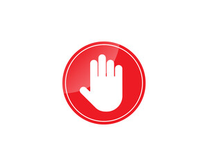 Emoji hand icon line symbol.Hand with prohibition sign. Isolated vector illustration of stop sign concept for your web site mobile app logo UI design