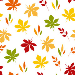 Fototapeta na wymiar Autumn leaves seamless pattern. It can be used for wallpapers, cards, wrapping, patterns for clothes and other.