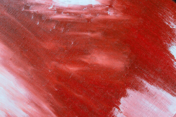 abstract creative background: white and red blurred stains of colored primer when toning the...