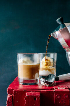 Glasses of affogato 