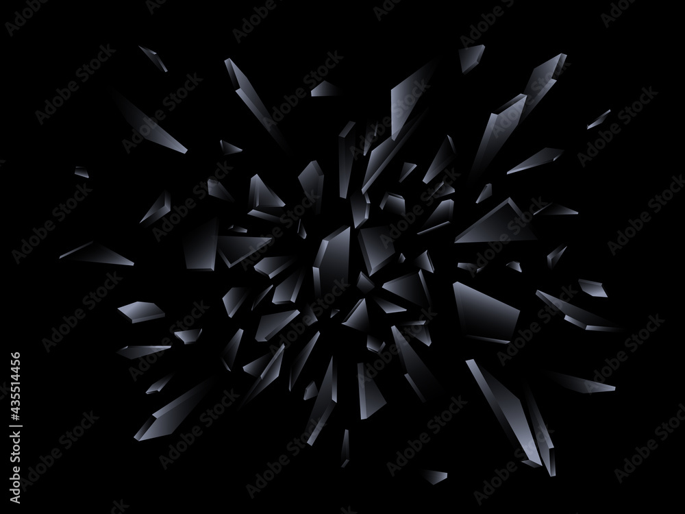 Aufkleber shards of broken glass. abstract explosion. realistic vector background