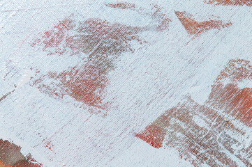 abstract colorful creative background - rough linen canvas unevenly covered with multi-colored primers, reflections of light. Toning, blur. Temporary object.