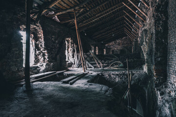 Zhovkva, Ukraine - 25.05.2021: The ruins of Zvovkva Synagogue.