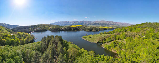 Fototapeta na wymiar Aerial view of Dushantsi Reservoir, Bulgaria