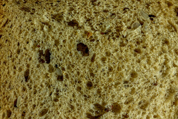 Bread texture in a cut close-up. Background image.