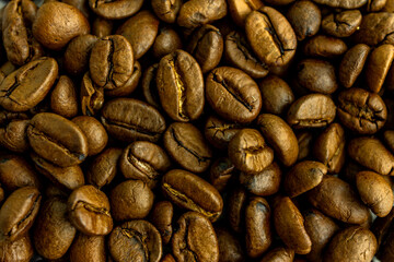 Coffee beans close up. Background image.