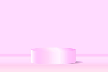 Podium display product 3D with empty light pink background. For presentation romantic sweet love concept. Valentines day.