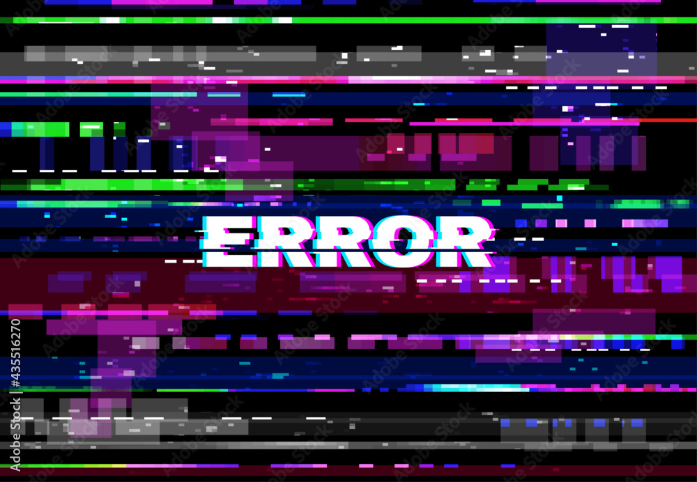 Aufkleber glitch error screen, vhs video problem, color pixels and lines, noise background. vector no signal g