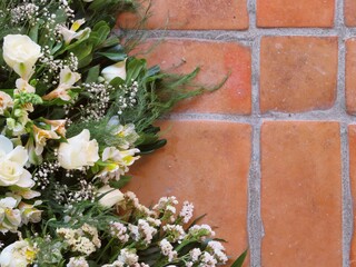 template of flowers on the tile floor