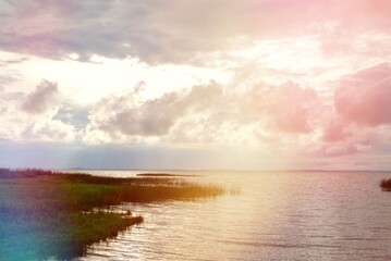 sunset over the lagoon