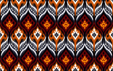 Ornament Indian tribal seamless pattern design. Ikat Aztec fabric carpet mandala ornament native boho chevron textile decoration patterns. Geometric carpet African American pattern vector illustration