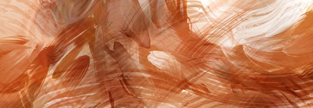 Abstract modern background in brown orange and red terra cotta colors, flowing lines and waves in graphic art background design with brush strokes and paint stripes in abstract pattern