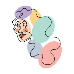 abstract linear portrait of a woman with long hair