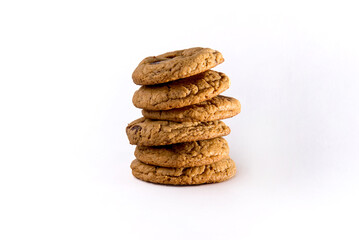 Fototapeta na wymiar Chocolate cookies on white background.