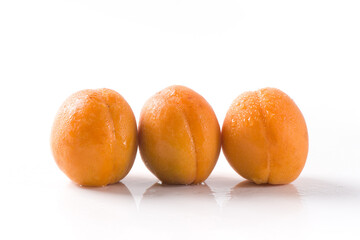  Fresh apricots fruit isolated on white background