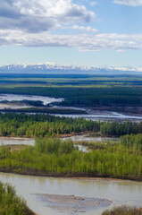 Fototapeta na wymiar Alaska river from small bush plane