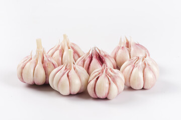 Garlic Cloves and Garlic Bulb isolated on white background