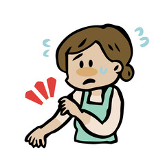 長袖の日焼け跡に困る女性