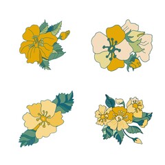 Apple flowers by hand drawn vector Fortuna Gold