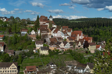 panoramic city view from hill top