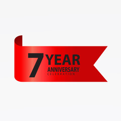 7 Years Anniversary Logo Red Ribbon