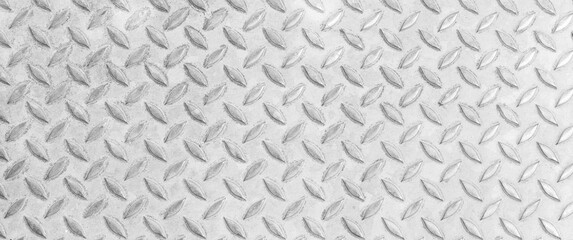 Obraz na płótnie Canvas Panorama of Sliver Diamond Steel Plate Floor pattern and seamless background