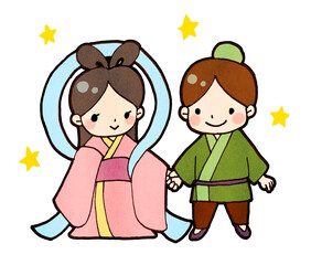 七夕の織姫と彦星のイラスト