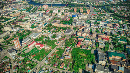 Obraz premium aerial photography of the city of Penza in the summer