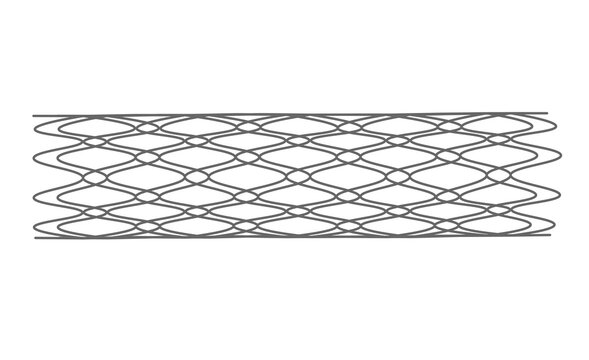 Endovascular metal Stent illustration. Expanded stent