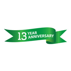13 Years Anniversary Logo Green Ribbon