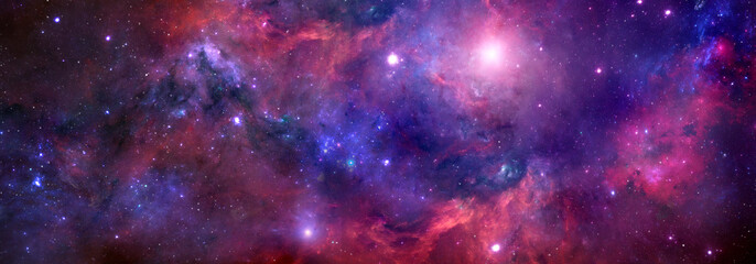 Obraz na płótnie Canvas Cosmic background with red nebula and stars.Giant luminous nebula