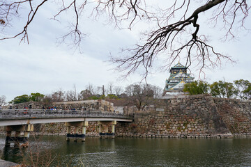 Fototapeta na wymiar Osaka Castle And the view around the castle Osaka Prefecture Japan