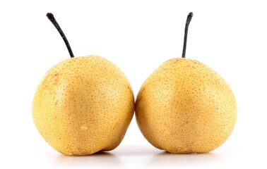 Two pears on white background